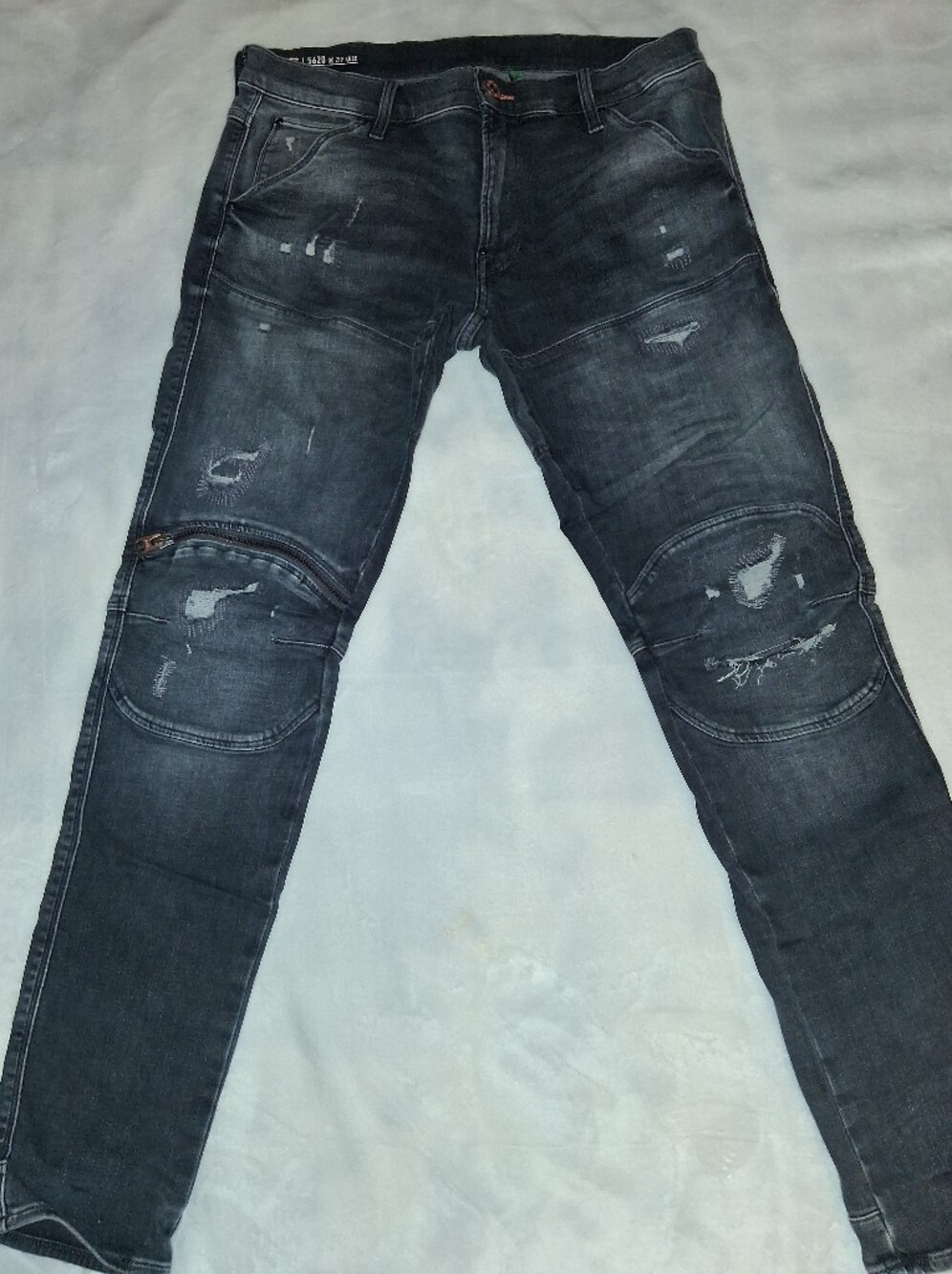 G-Star Distressed Black-Gray Skinny Jeans Size 34